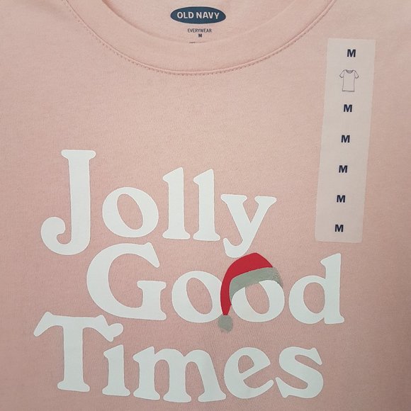 Old Navy Sz M Pink 'Jolly Good Times' Top - NWT - Picture 2 of 7